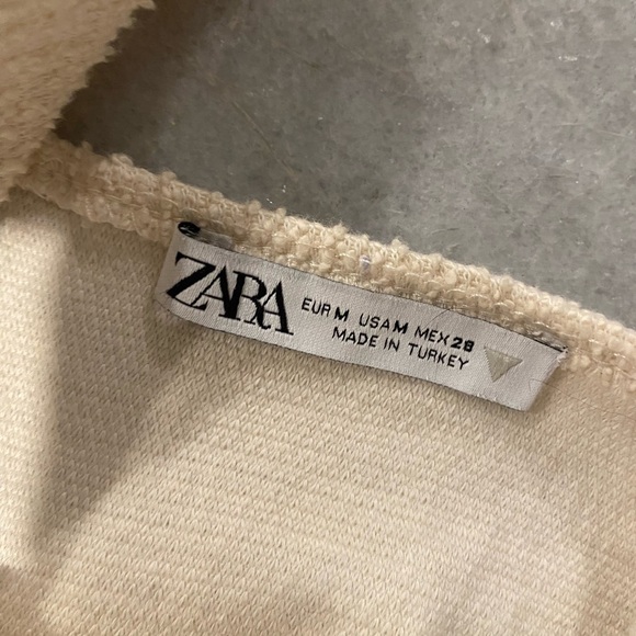 Zara Size M Cream Cotton Boucle Boned Corset Crop Top Stretch Lined Textured - Picture 8 of 9